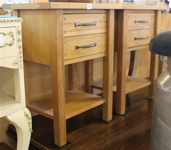 Pair oak bedside cupboards